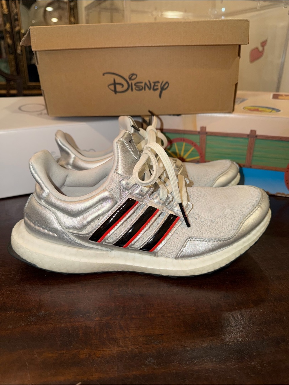Disney 100 Adidas Silver White Black Red ultraboost 6.5